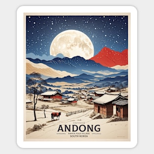 Andong South Korea Travel Tourism Retro Vintage Sticker